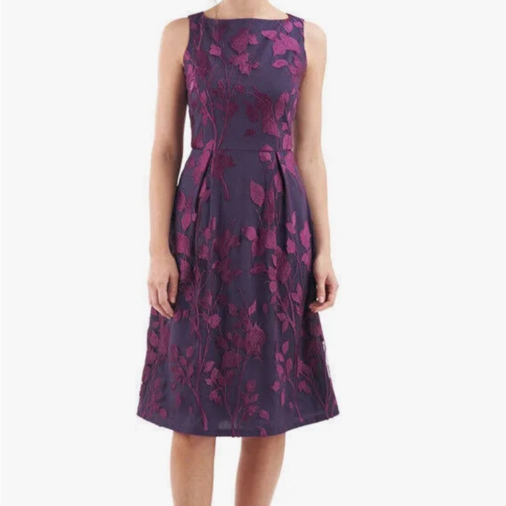NWT JS Collection women’s embroidered boat-neck mesh dress in beautiful purple